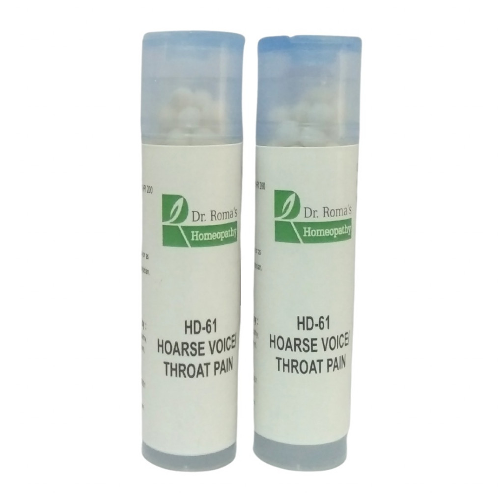 Dr Roma's Homeopathy HD-61 Hoarse Voice Throat Pain (2 Bottles of 2 Dram)